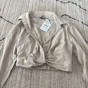 Zara Cream Twist Front Blouse